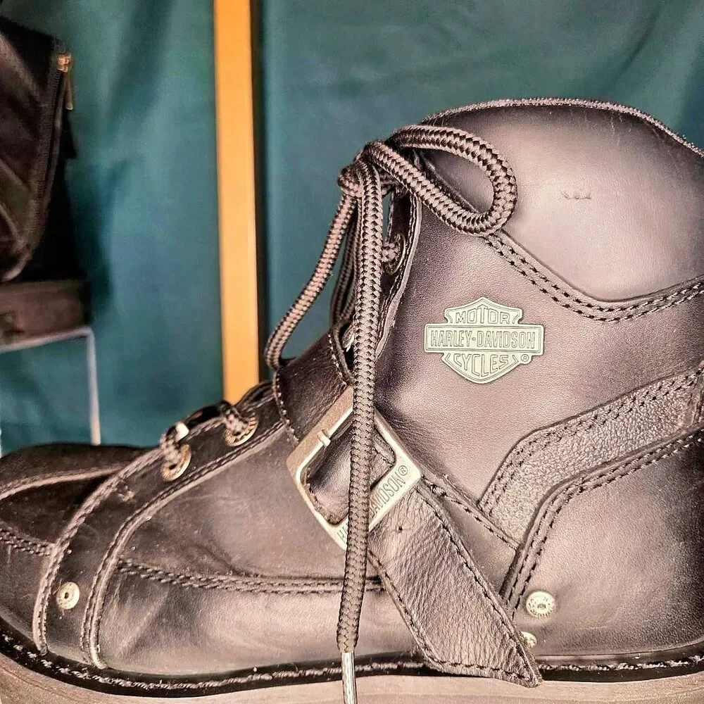 Harley-Davidson Steel Toe Black Biker Motorcycle Boots Men's 9.5 | Women's 11
